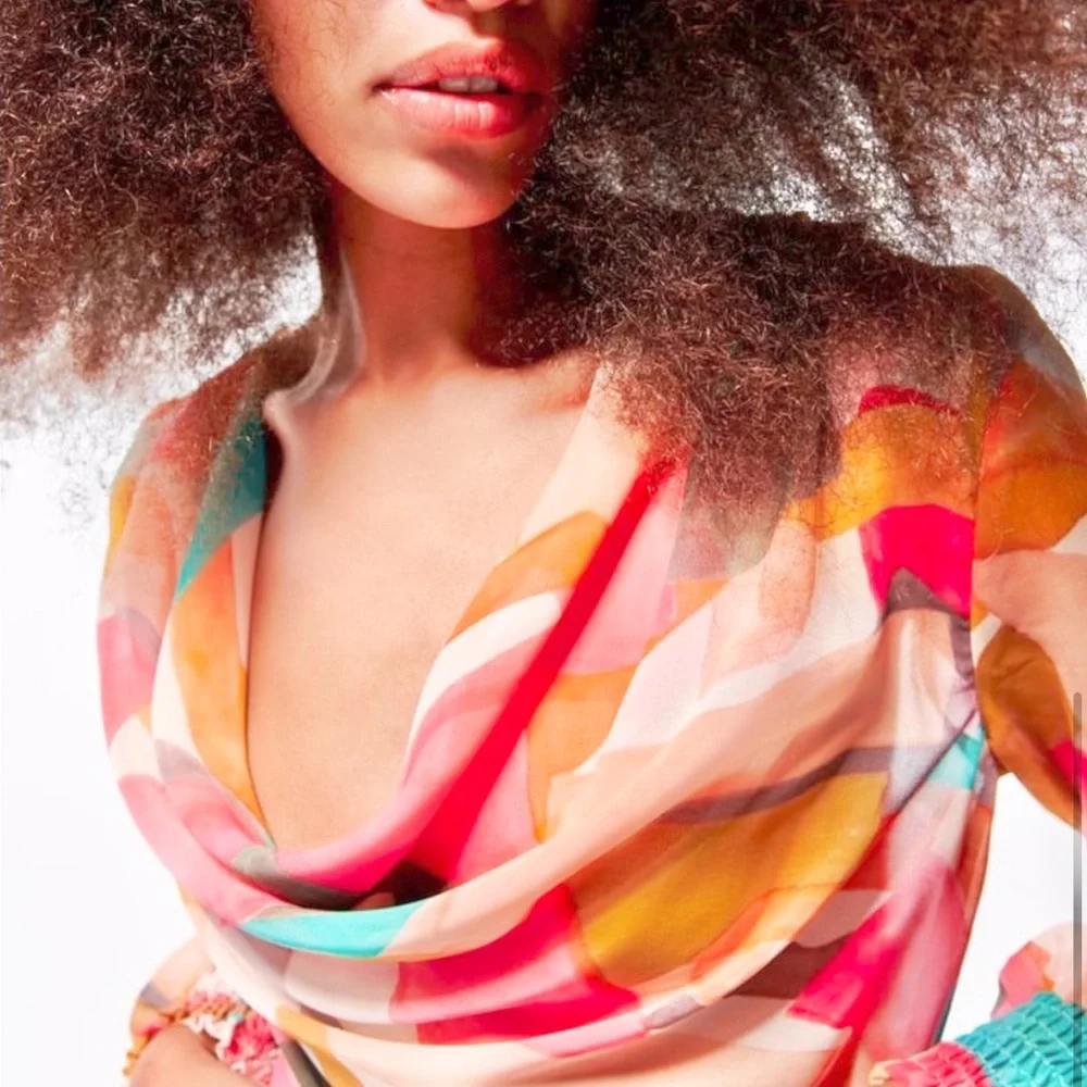 Zara multicolour sheer cowl top - Picture 4 of 8
